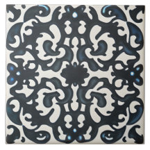 Svart Lila och Teal på vit Tuscan Stil