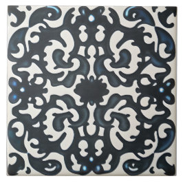 Svart Lila och Teal på vit Tuscan Stil Kakelplatta