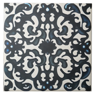 Svart Lila och Teal på vit Tuscan Stil Kakelplatta
