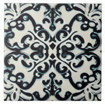 Svart Lila och Teal på vit Tuscan Stil