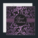 Svart/Lila Ro Design Birthday-inbjudan Inbjudningar<br><div class="desc">Elegant Black/Lila Ro Design Birthday Inbjudan</div>