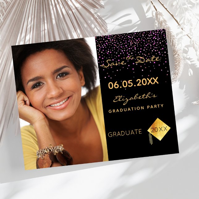 Svart lila Studentfest Spara datum Flygblad (Skapare uppladdad)