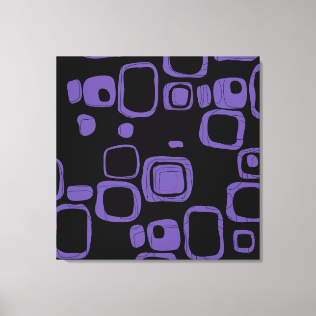 Svart, Lila, Violet Retro Abstrakt Art Canvas (Framsida)