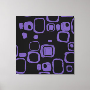 Svart, Lila, Violet Retro Abstrakt Art Canvas