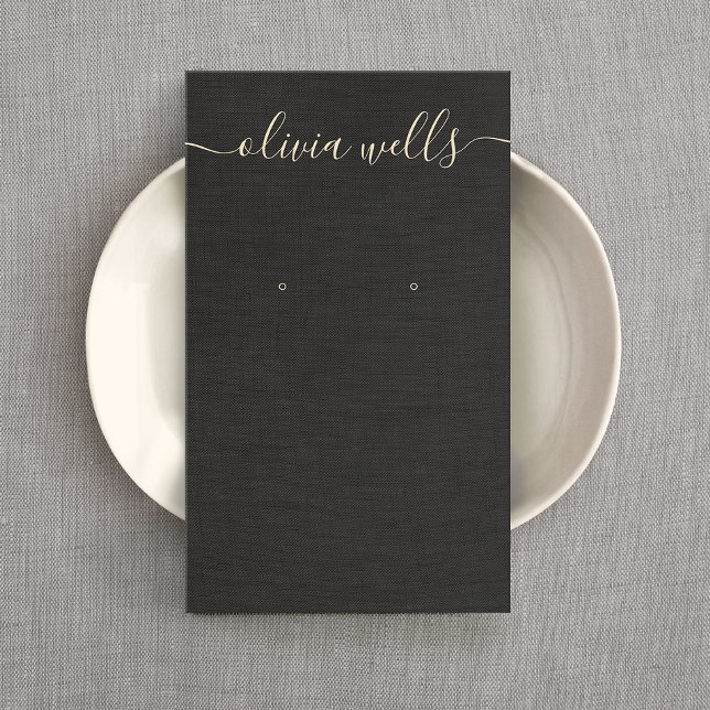 Svart linen Namnteckning Visningen Skriptläsning Visitkort (Skapare uppladdad)