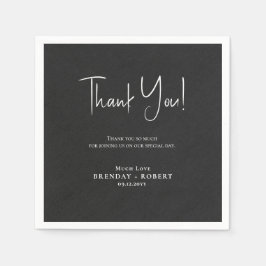 Svart linen Simple Script Välkommen - tackkort Pappersservett