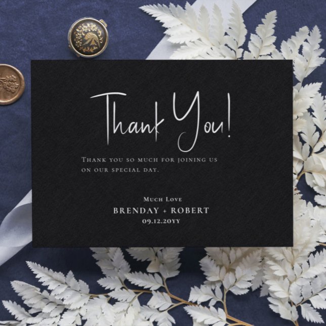 Svart linen Simple Script Välkommen - tackkort Tack Kort (Skapare uppladdad)