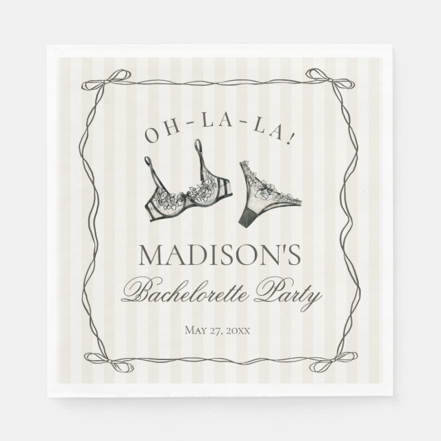 Svart Lingeri Dusch Sängkammarparty Bord Dekoratio Pappersservett (Framsidan)