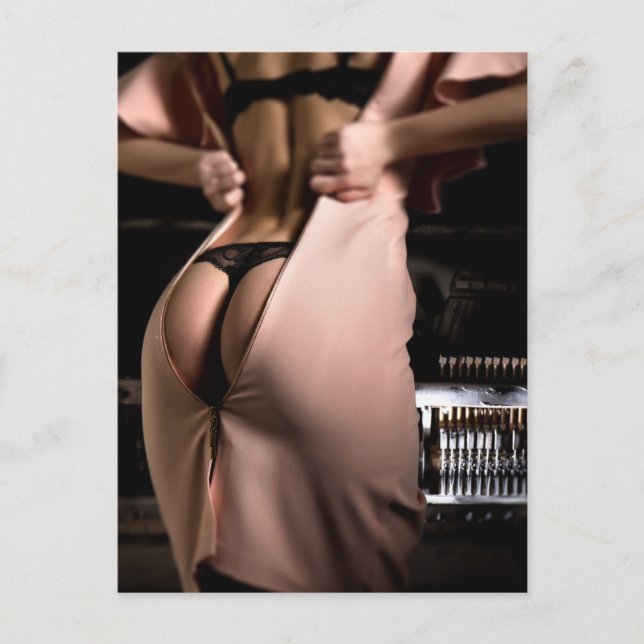 Svart lingeriefoto vykort (Framsida)