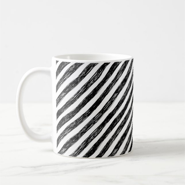 Svart linjärt rand, sömlöst mönster. kaffemugg (Vänster)