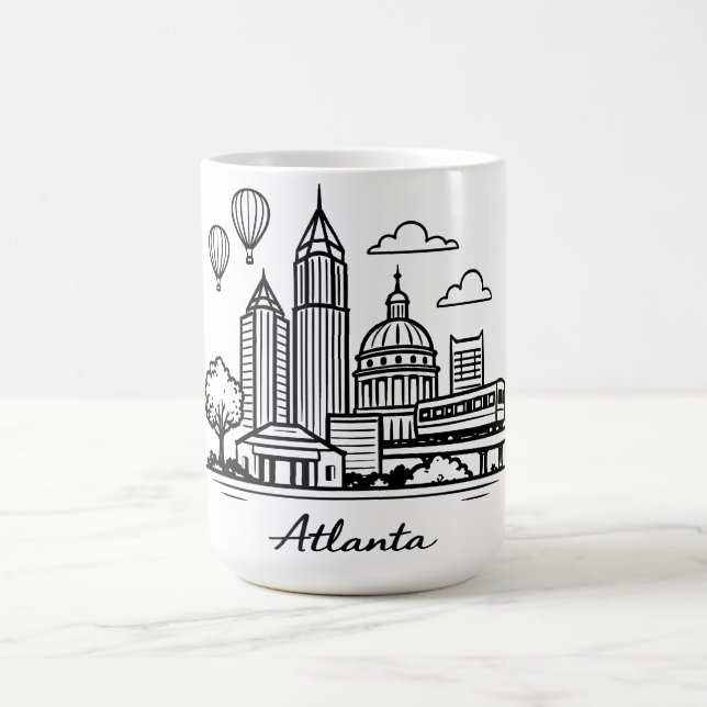 Svart linje Atlanta illustration Kaffemugg (Center)