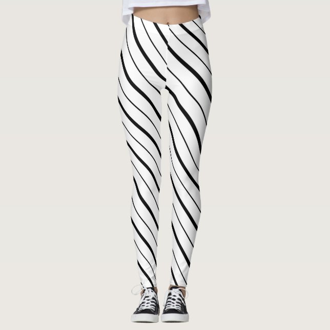 Svart Linje Geometri Enkel Leggings (Framsida)