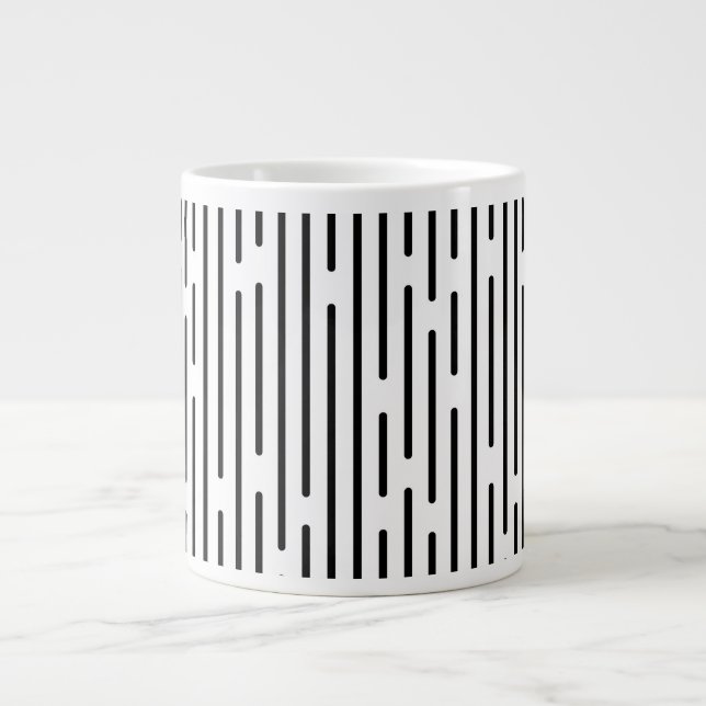 Svart Linje Geometriskt Mönster Jumbo Mugg (Framsidan)