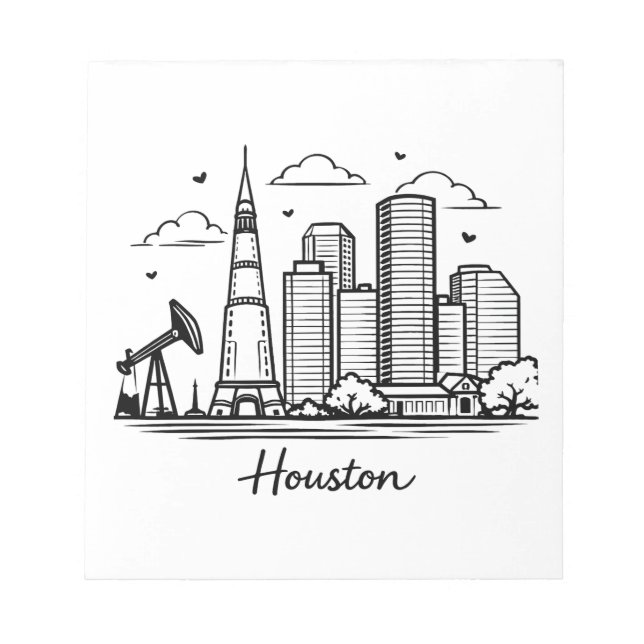 Svart linje Houston illustration Anteckningsblock (Framsida)