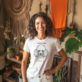 Svart linjeflyktion Pudel Porträtt T Shirt