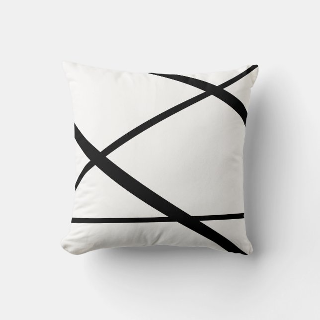 Svart Linjer Abstrakt Art 2 Modern minimalistisk Kudde (Framsida)