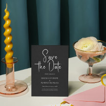 Svart linne Enkelt svart skript Spara datum