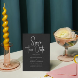 Svart linne Enkelt svart skript Spara datum Inbjudningar