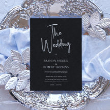 Svart linne Simple White Script Wedding Investigat