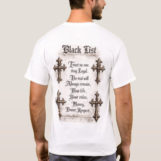 Svart Listad Bakre Tryckt T-Shirt