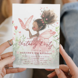 Svart Liten Fe Ballerina Födelsedagsfest Inbjudningar