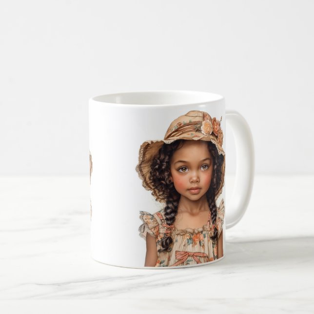 Svart liten flicka kaffemugg (Framsida höger)