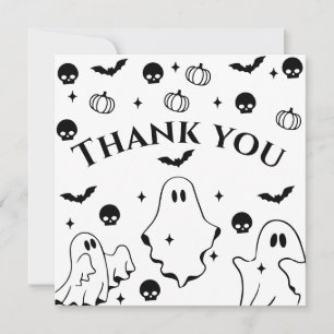 Svart Little Ghost Halloween Baby Shower Tack Kort