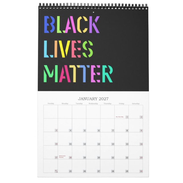 Svart liv matchar stencil 01 redigerbart kalender (Jan 2027)