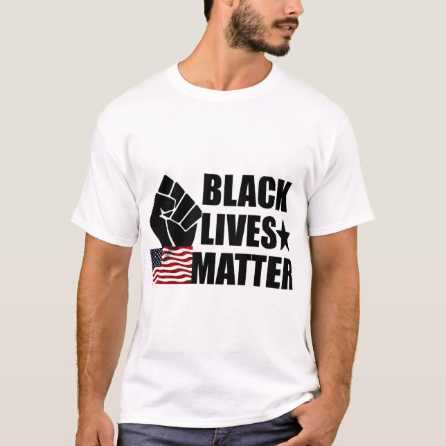 Svart liv-material Samling USA flagga T Shirt (Framsida)