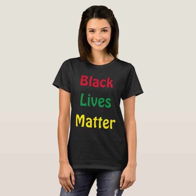 Svart lives Matter Red Grönt and Gult Text T Shirt (Hel framsida)