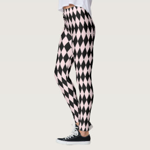 Svart & Ljus Rosa Randigt Mönster Minimal Abstrakt Leggings