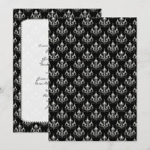 Svart Ljuskrona Damask Bröllopsmeny