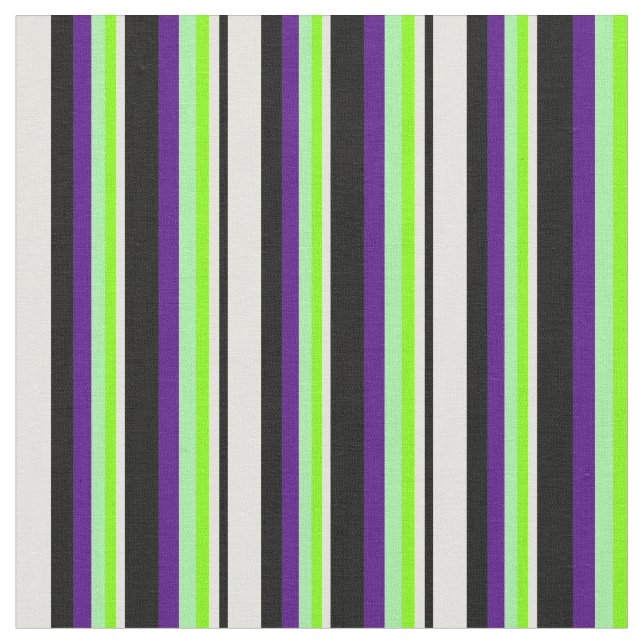 Svart, Ljust Gult, Chartreuse, Grönt och Indigo Tyg (Närbild)
