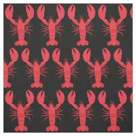 Svart Lobster Print Fabric Tyg