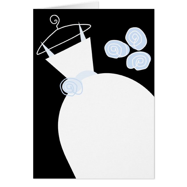 svart lodrät för svart bröllop-blå text hälsningskort (Framsidan)