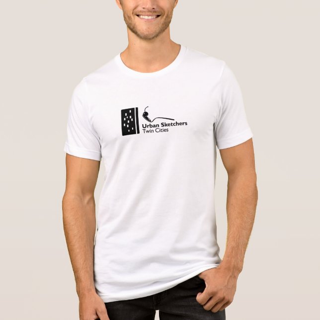 Svart Logotyp av USK-tvillingstäder Premium Tri-Bl T Shirt (Framsida)