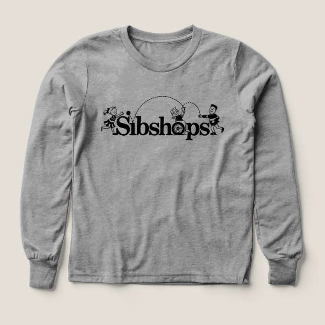 Svart logotyp barn långärmad t-shirt (Design framsida)