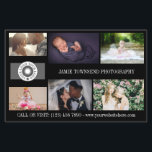 Svart Logotyp Collage Professionell Photograf QR Flygblad<br><div class="desc">Marknadsföring-flygare om du vill ha en personlig för professionellen fotograf med dina foton,  logotyper,  kontaktinformation,  anpassningsbar och QR-kod. Svart fotokollage-reklamflygare för ditt lilla företag som är utskriven med foton från din portfölj,  din logotyp och på baksidan av din kontaktinformation,  QR-kod med mera.</div>