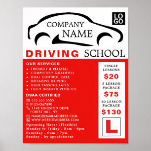 Svart Logotyp, Driving School, Instruktörsreklam Poster
