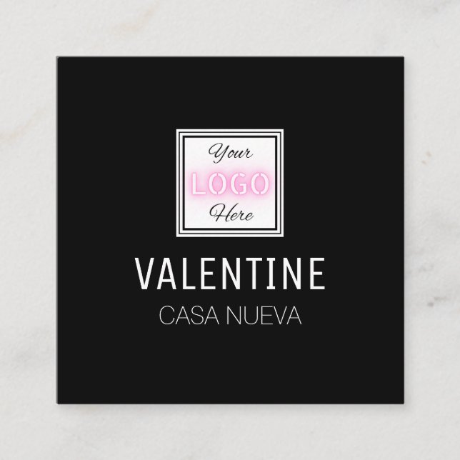 Svart Logotyp, enkelt minsta kvadratiskt Affärskor Fyrkantigt Visitkort (Framsida)