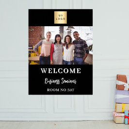 Svart logotyp för fotoföretag - välkomstseminarium poster