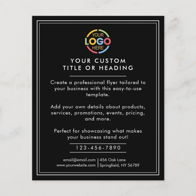 Svart Logotyp för minimal Elegant - säljfrämjande  Flygblad (Framsidan)