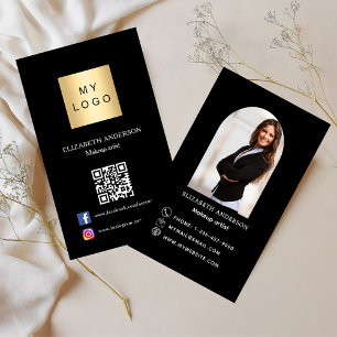 Svart logotyp-fotoarch Qr-kod social-media Visitkort