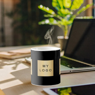 Svart logotyp kaffemugg