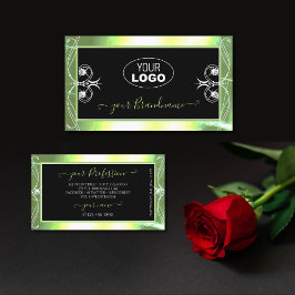 Svart Logotyp med Shimmery Grönt Svart mousserande Visitkort