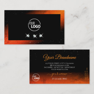 Svart Logotyp med Shimmery Orange Svart mousserand Visitkort