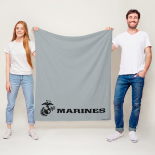 Svart Logotyp med stackad USMC-Logotyp Fleecefilt