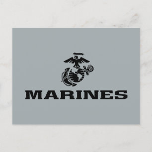 Svart Logotyp med stackad USMC-Logotyp Helg Vykort