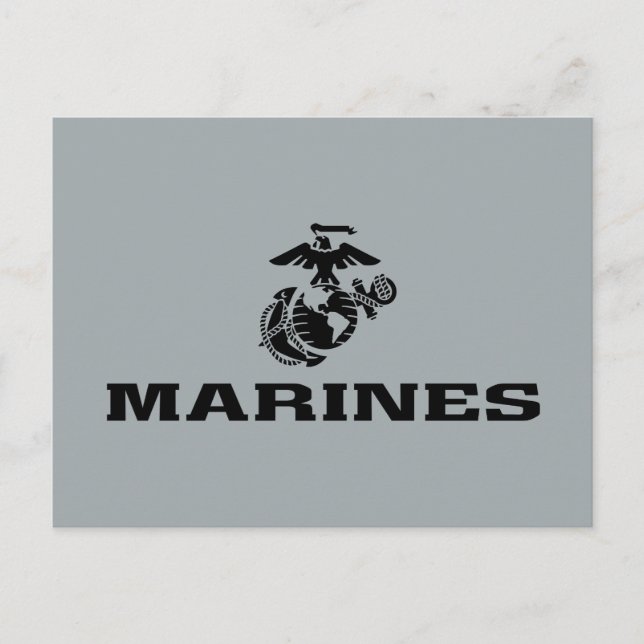 Svart Logotyp med stackad USMC-Logotyp Helg Vykort (Framsida)