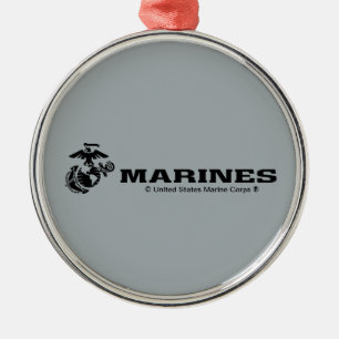 Svart Logotyp med stackad USMC-Logotyp Julgransprydnad Metall